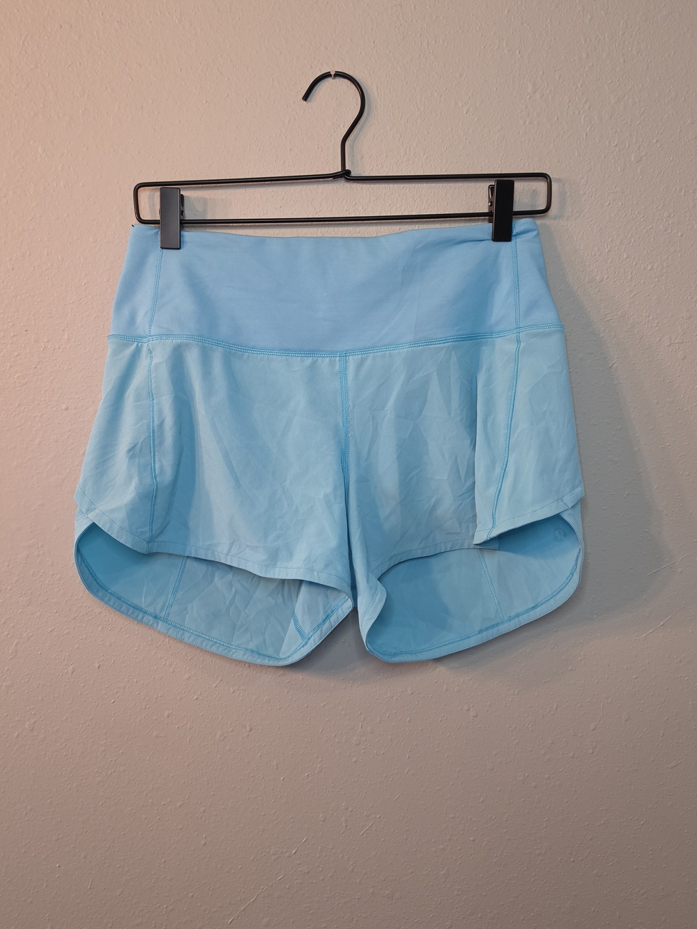 Lululemon Speed Up Shorts Aqua Blue Built-In Liner Zip Pocket No Size Tag